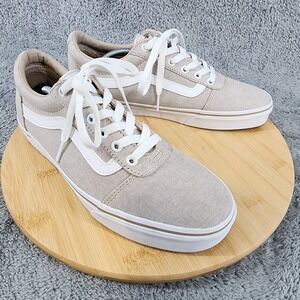 Vans Ward Womens 10 Beige Canvas Shoes Sneakers Low Top 500714